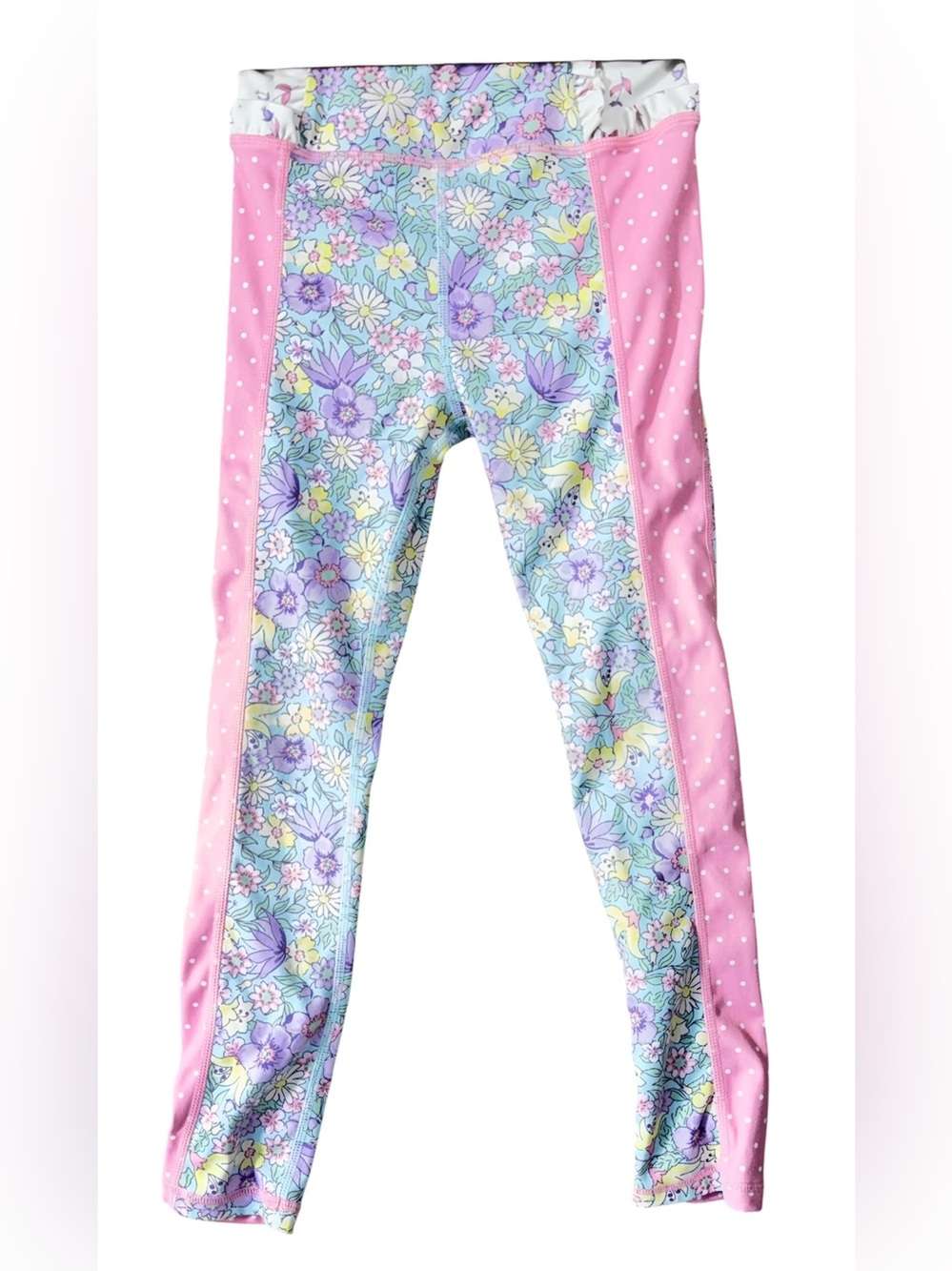Matilda Jane Spring Fling Floral & Pink Polka Dot Girls' Leggings size 7y